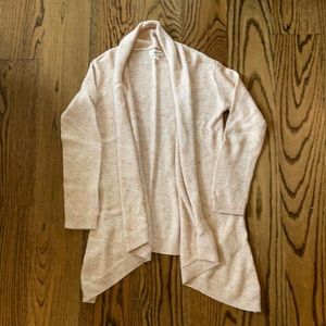 Long open sweater - soft cream peach/pink